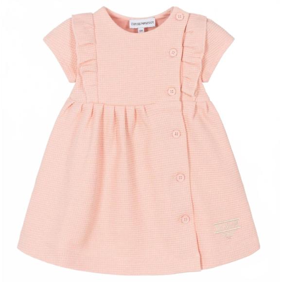 NEW ARMANI girls pink cotton waffle jersey dress in pink